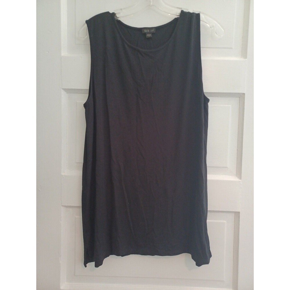 J. Jill Wearever Collection black knit tank M rayon top travel career casual